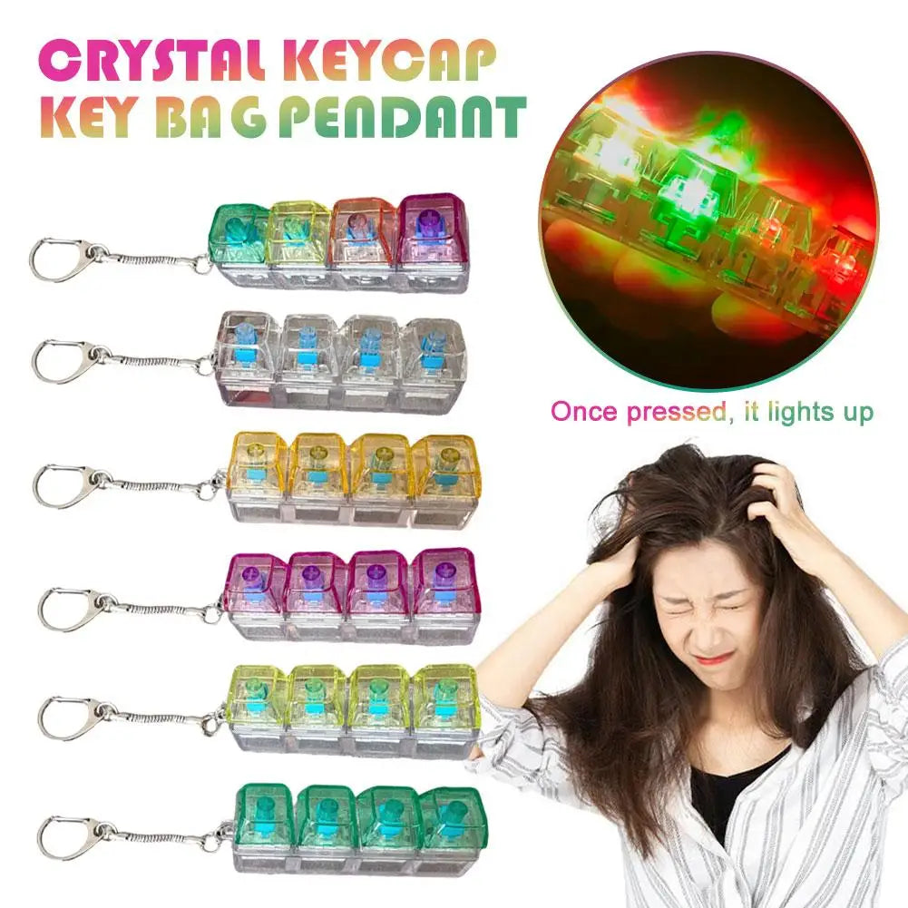 LED Crystal Keycap Fidget Keychain